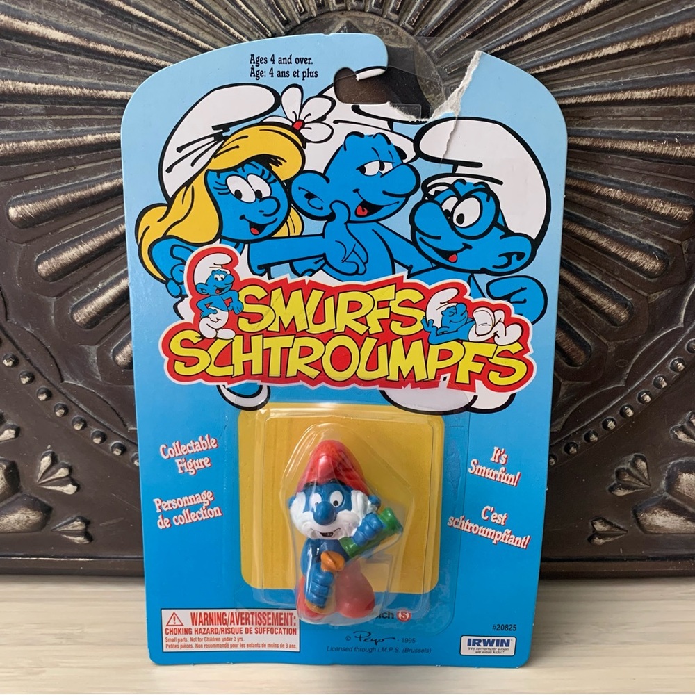 Vintage 1995 Smurfs Papa Smurf making potions Irwin Peyo 2" Schleich
